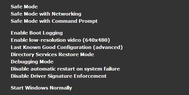 STATUS SAM INIT FAILURE - Safe Mode - Advanced Boot Options -- WindowsWally