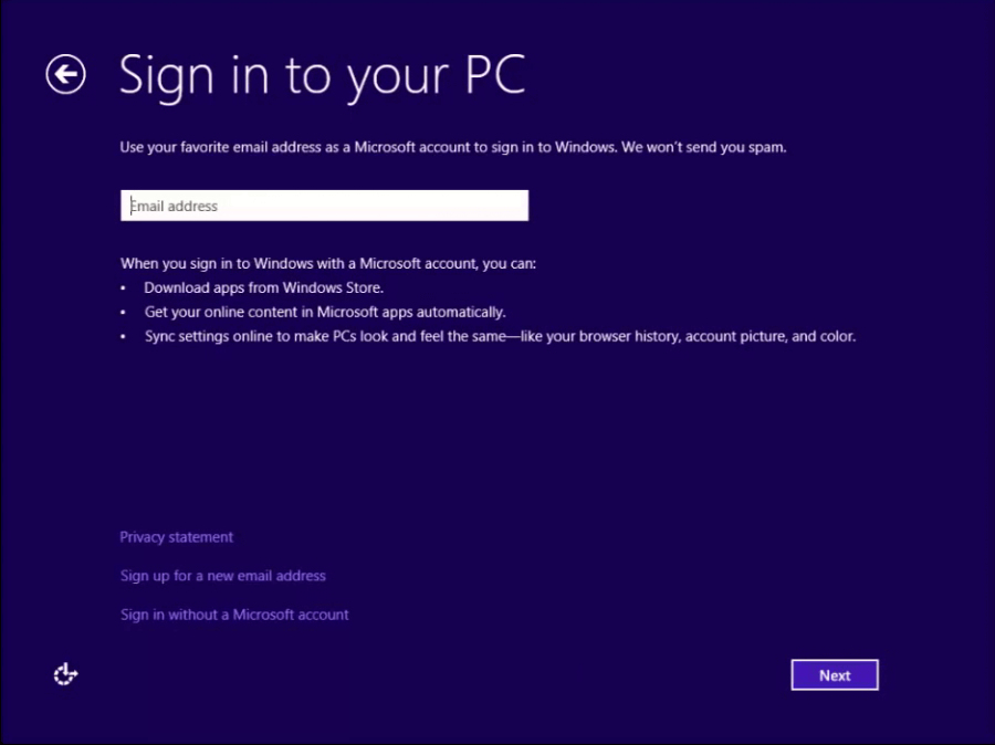 Install Windows 8 - 5 -  Sign in - WindowsWally