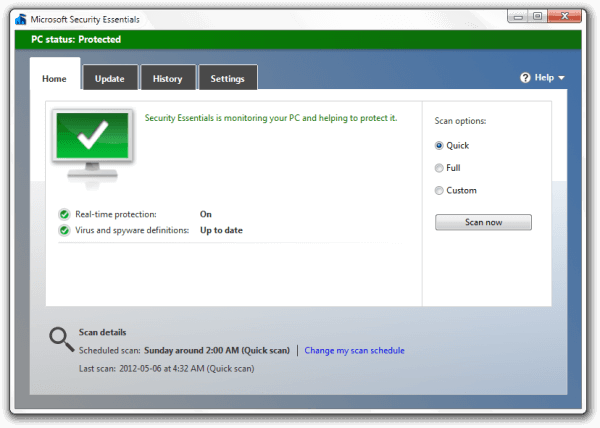 cant update microsoft security essentials