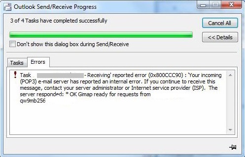 outlook express corruption 0x800ccc90