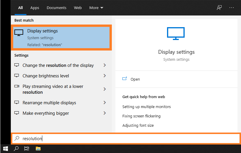 Scrollbar -- Windows 10 - Screen Resolution - Display Settings - Windows Wally